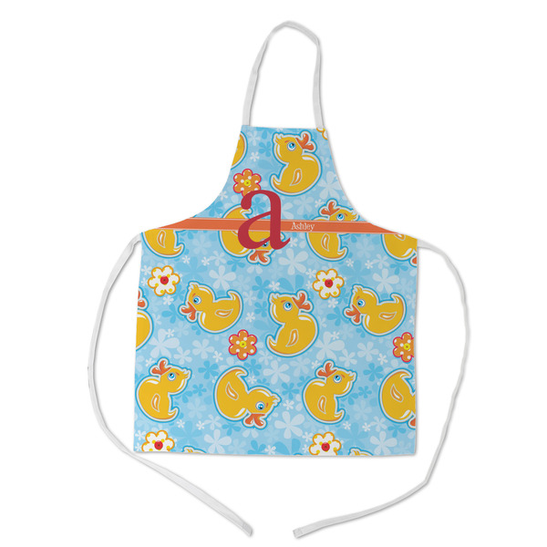 Custom Rubber Duckies & Flowers Kid's Apron w/ Name and Initial
