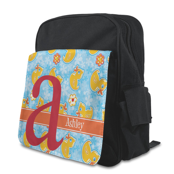 Custom Rubber Duckies & Flowers Preschool Backpack (Personalized)