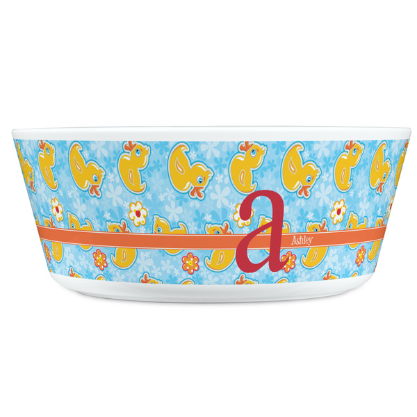 Rubber Duckies & Flowers Kids Bowls - FRONT