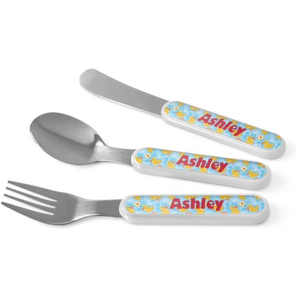 Custom Rubber Duckies & Flowers Kid's Flatware (Personalized)