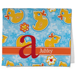 Rubber Duckies & Flowers Kitchen Towel - Poly Cotton w/ Name and Initial