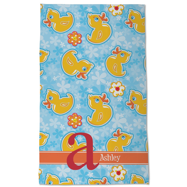 Rubber Duckies & Flowers Kitchen Towel - Poly Cotton - Full Front