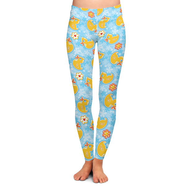 Custom Rubber Duckies & Flowers Ladies Leggings - Extra Large