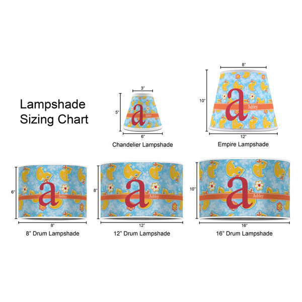 Rubber Duckies & Flowers Lampshade Sizing Chart