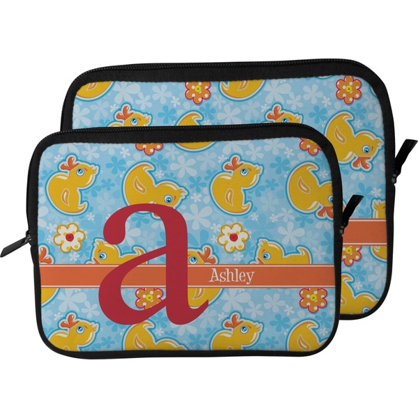 Rubber Duckies & Flowers Laptop Sleeve (Size Comparison)