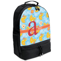 Rubber Duckies & Flowers Backpacks - Black (Personalized)