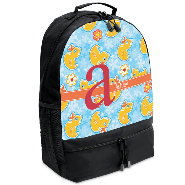 Custom Rubber Duckies & Flowers Backpacks - Black (Personalized)