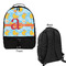 Rubber Duckies & Flowers Large Backpack - Black - Front & Back View