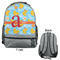 Rubber Duckies & Flowers Large Backpack - Gray - Front & Back View