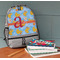 Rubber Duckies & Flowers Large Backpack - Gray - On Desk