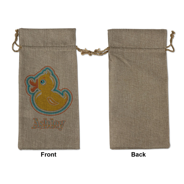 Rubber Duckies & Flowers Large Burlap Gift Bags - Front Approval
