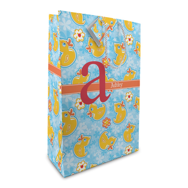 Custom Rubber Duckies & Flowers Large Gift Bag (Personalized)