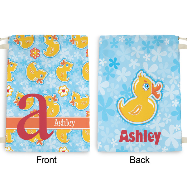 Rubber Duckies & Flowers Large Laundry Bag - Front & Back View