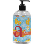 Rubber Duckies & Flowers Plastic Soap / Lotion Dispenser (16 oz - Large - Black) (Personalized)