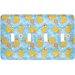 Rubber Duckies & Flowers Light Switch Cover (4 Toggle Plate)