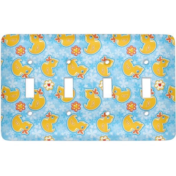 Custom Rubber Duckies & Flowers Light Switch Cover (4 Toggle Plate)