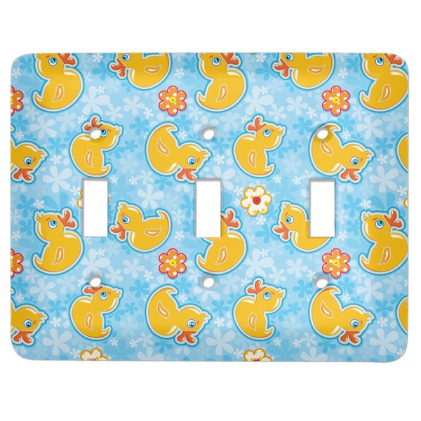 Custom Rubber Duckies & Flowers Light Switch Cover (3 Toggle Plate)