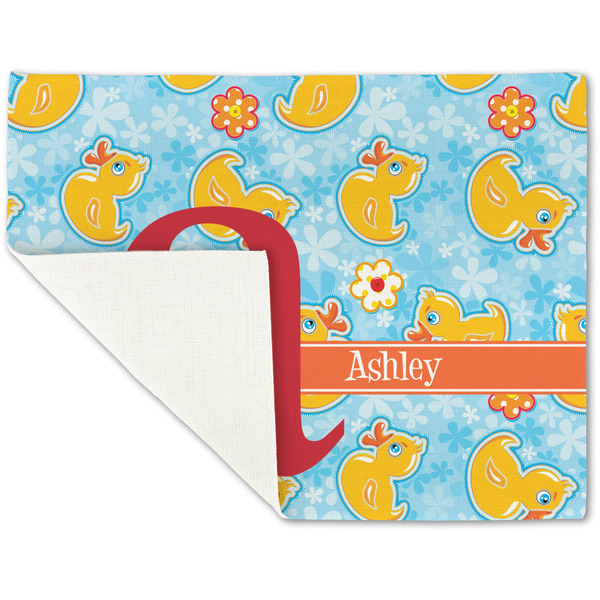 Rubber Duckies & Flowers Linen Placemat - Folded Corner (single side)