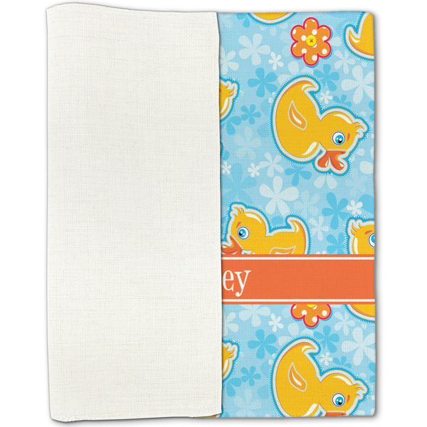 Rubber Duckies & Flowers Linen Placemat - Folded Half