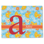 Rubber Duckies & Flowers Single-Sided Linen Placemat - Single w/ Name and Initial