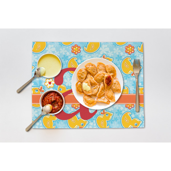 Rubber Duckies & Flowers Linen Placemat - Lifestyle (single)