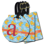 Rubber Duckies & Flowers Plastic Luggage Tag (Personalized)