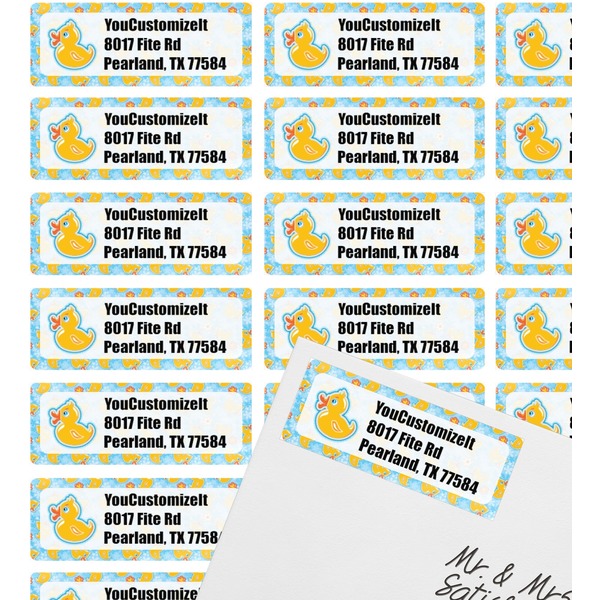 Rubber Duckies & Flowers Mailing Label on Envelope - Multiple Labels