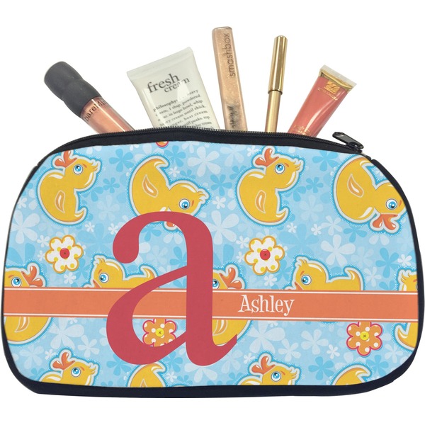 Custom Rubber Duckies & Flowers Makeup / Cosmetic Bag - Medium (Personalized)