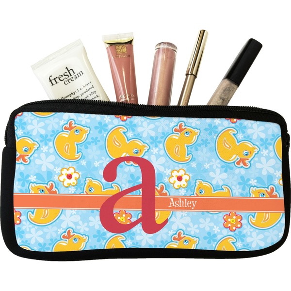 Custom Rubber Duckies & Flowers Makeup / Cosmetic Bag - Small (Personalized)
