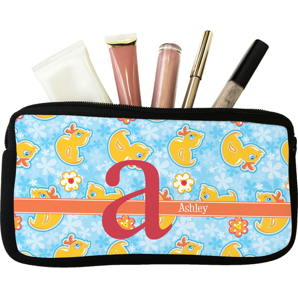 Custom Rubber Duckies & Flowers Makeup / Cosmetic Bag - Small (Personalized)