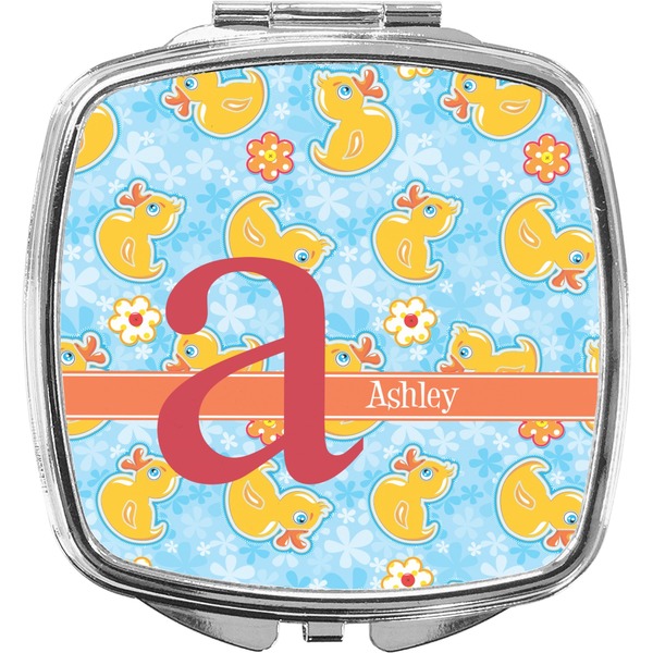 Custom Rubber Duckies & Flowers Compact Makeup Mirror (Personalized)