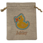 Rubber Duckies & Flowers Burlap Gift Bag (Personalized)
