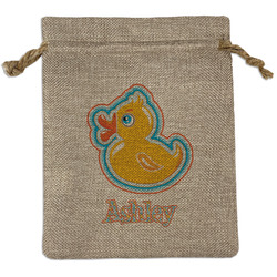 Rubber Duckies & Flowers Burlap Gift Bag (Personalized)