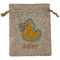 Rubber Duckies & Flowers Medium Burlap Gift Bag - Front (Personalized)