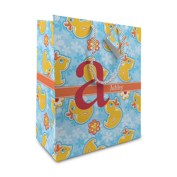 Custom Rubber Duckies & Flowers Medium Gift Bag (Personalized)