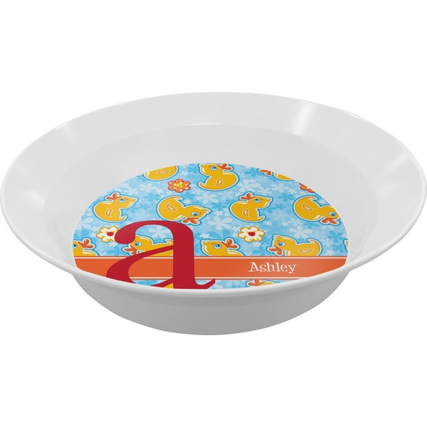 Custom Rubber Duckies & Flowers Melamine Bowl - 12 oz (Personalized)
