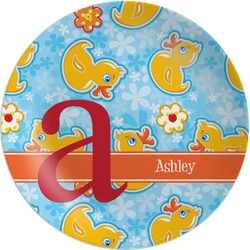 Rubber Duckies & Flowers Melamine Salad Plate - 8" (Personalized)