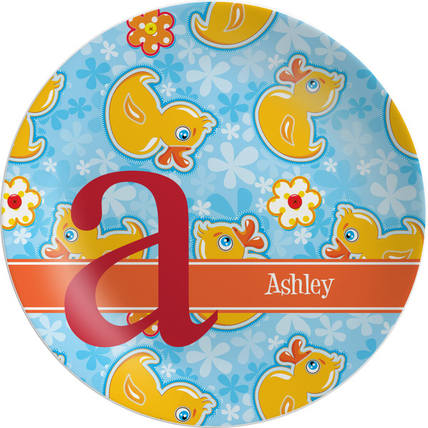 Custom Rubber Duckies & Flowers Melamine Salad Plate - 8" (Personalized)
