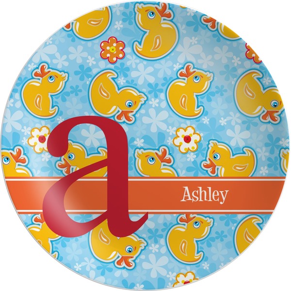 Custom Rubber Duckies & Flowers Melamine Plate (Personalized)