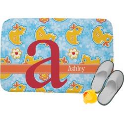 Rubber Duckies & Flowers Memory Foam Bath Mat - 24"x17" (Personalized)