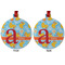 Rubber Duckies & Flowers Metal Ball Ornament - Front and Back