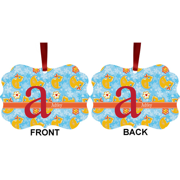 Rubber Duckies & Flowers Metal Benilux Ornament - Front and Back (APPROVAL)