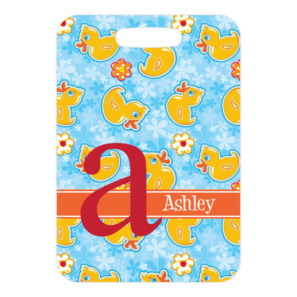 Rubber Duckies & Flowers Metal Luggage Tag - Front Without Strap
