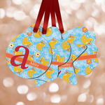 Rubber Duckies & Flowers Metal Ornaments - Double Sided w/ Name and Initial