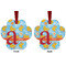 Rubber Duckies & Flowers Metal Paw Ornament - Front and Back