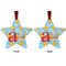 Rubber Duckies & Flowers Metal Star Ornament - Front and Back