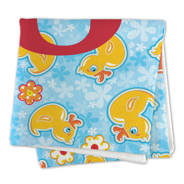 Rubber Duckies & Flowers Microfiber Dish Rag - FOLDED (square)