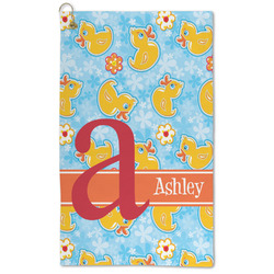 Rubber Duckies & Flowers Microfiber Golf Towel - Large (Personalized)