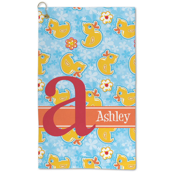 Custom Rubber Duckies & Flowers Microfiber Golf Towel (Personalized)