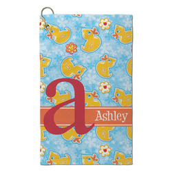 Rubber Duckies & Flowers Microfiber Golf Towel - Small (Personalized)